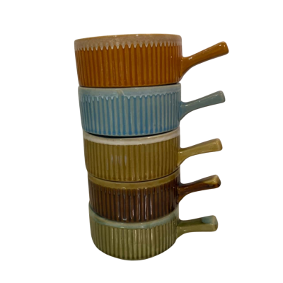 5 Vintage Drip Glaze Stackable Ramekins
