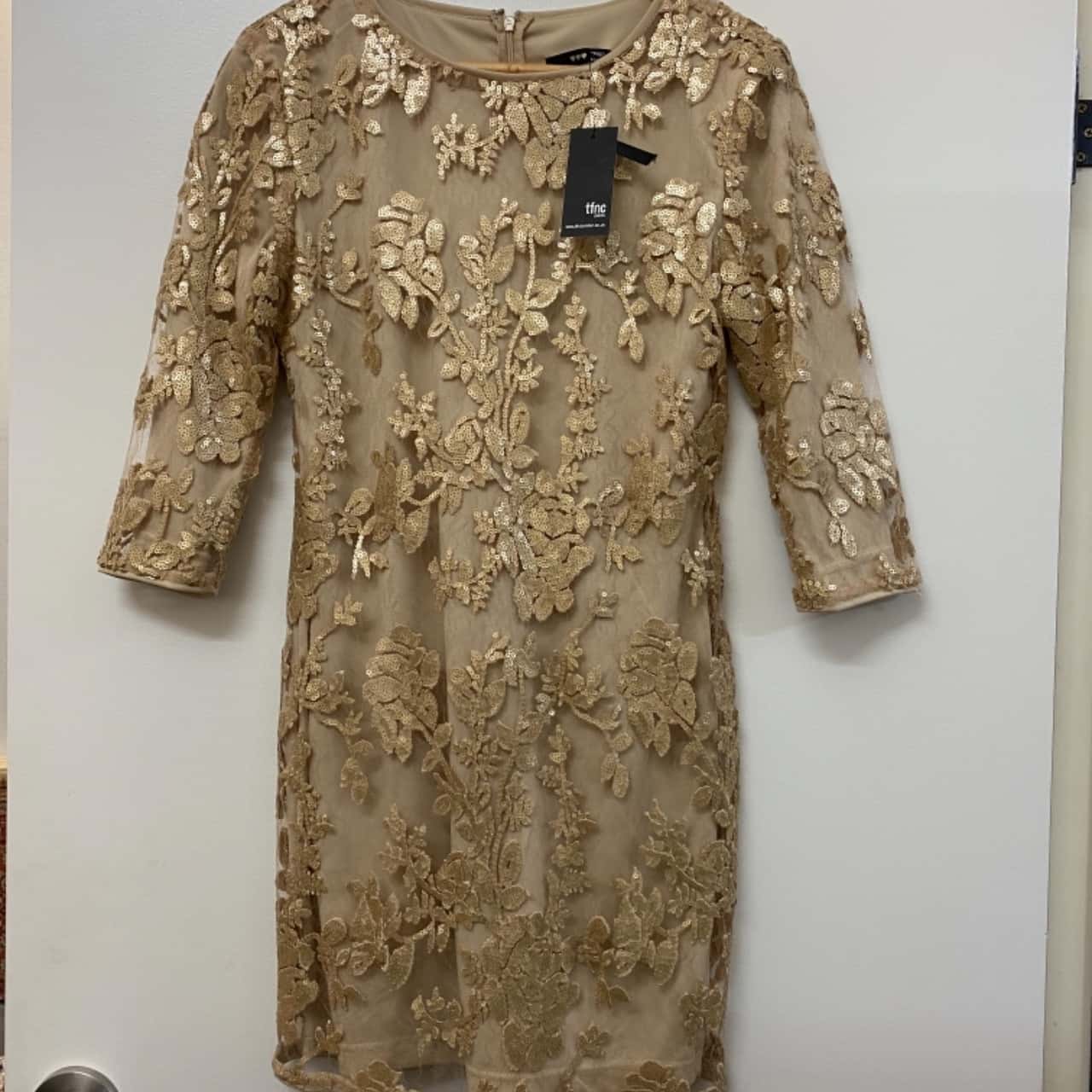 tfnc london gold sequin dress Reagan Fitted Sequin Dress - Gold Metallic Treasure Box Sequin Knit – The  Islands