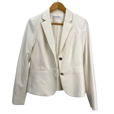 Calvin Klein - Womens Two-button Lux Blazer - Size (see details) - White / Ivory