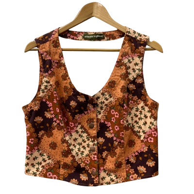 Princess Highway Womens  Size 12 Floral vest Top Brown 