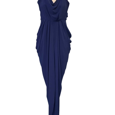 Wayne Cooper Womens  Size L Bridesmaid Dress / Formal Dress / Maxi Dress / Party Dress / Shoestring Strap Dress Blue 