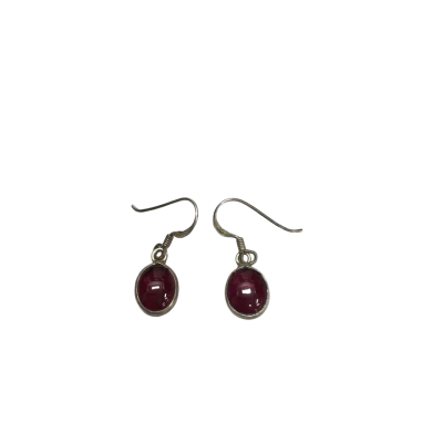 Vintage 925 Silver Earrings With Red Garnet Gemstone