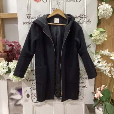 Gorman Brand! 70% WOOL JACKET! LONGLINE DOUBLE ZIP JACKET! Womens  Size 8 Winter Coat Black  