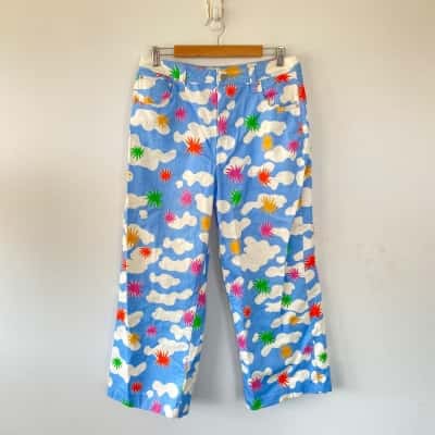 Gorman Colourful Pattern Wide Leg Jeans  Size 14 