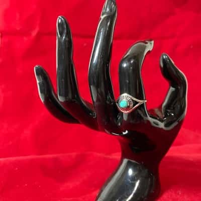 925 Sterling Silver Turquoise-Colour Stone Ring