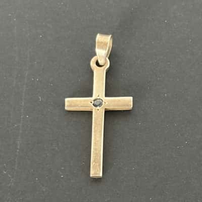 Small Sterling Silver and Sapphire Cross
