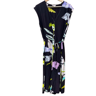 Gorman Black/Floral Silk-Blend Jumpsuit Size 10