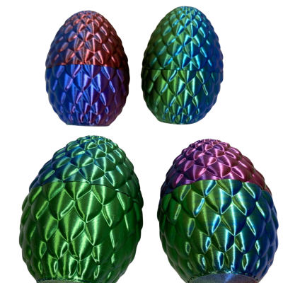 3D-printed dragon eggs, often sold as collectibles or fidget toys