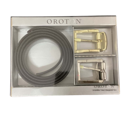 Oroton Mens  Size 30 Black  / Gold / Silver Reversible Belt