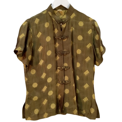 Womens Size L Silk Top Green 