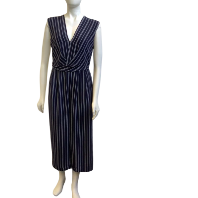 Brand New Portmans Womens  Size 10 Sleeveless Striped Jumpsuit Navy Blue / White 