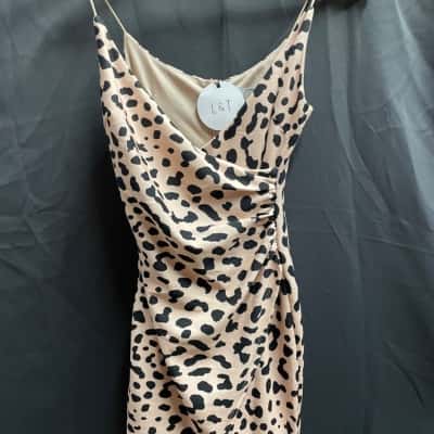 L & T Womens Size 6 Pink Animal Print Dress