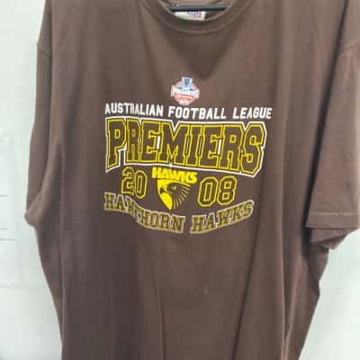 Hawthorn 2008 premiers  AFL Mens  Size XXL Short Sleeve T-shirt Brown / Yellow 