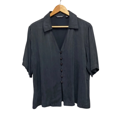 Country Road Womens  Size 12 Short Sleeve Shirt Black  