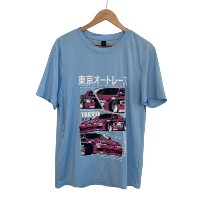 Romwe Size M Short Sleeve Shirt Blue 