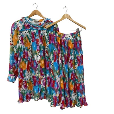 Vintage Diane Freis Multi Colour Top and Skirt Set