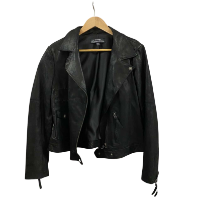 Just Jeans Womens  Size 16 Genuine Leather Jacket Black  