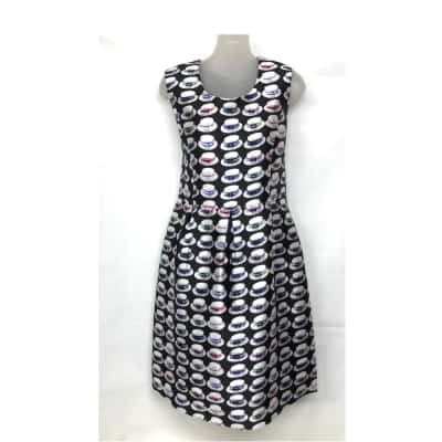  'Fraiche' Womens  Size XL Sleeveless Dress  Black  / Hat Pattern 