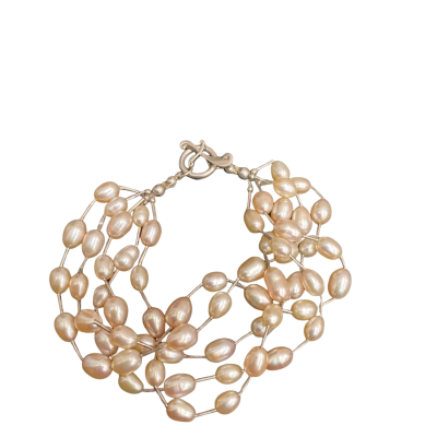 Pink Freshwater Pearl Bracelet with Sterling Silver Clasp