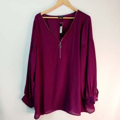 City Chic Womens  Size XXL Long Sleeve Top Purple 