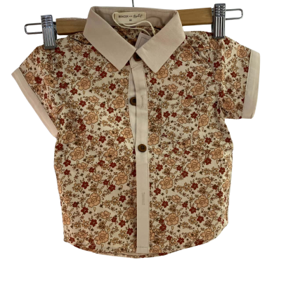 Bencer & Hazelnut Boys Poinsettia Collared Romper/Shirt Size 0