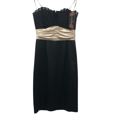 Gerry Shaw Womens  Size 8 Mini Dress Black  / Grey Vintage Silk BNWT-RRP$404
