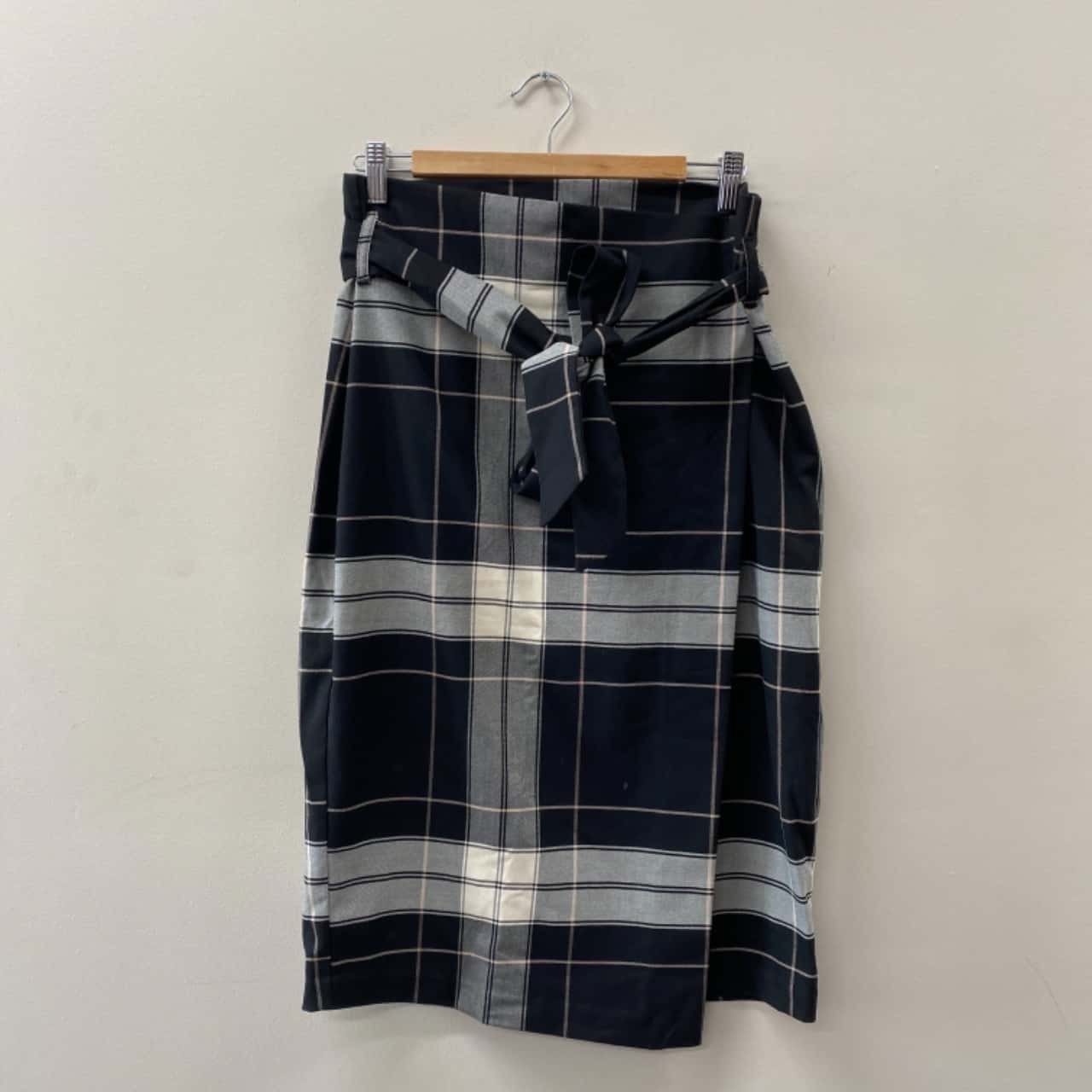 black and white checkered wrap skirt