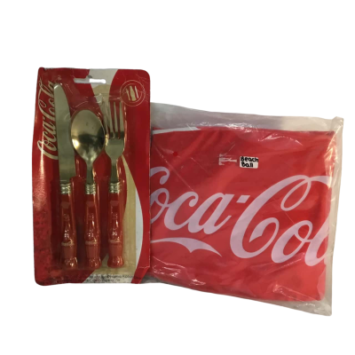Vintage Coke Cutlery Set as pictured and Beach Ball