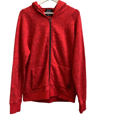 Black Friday Mens Size  M Front Zip Hood Jacket Red / Black 