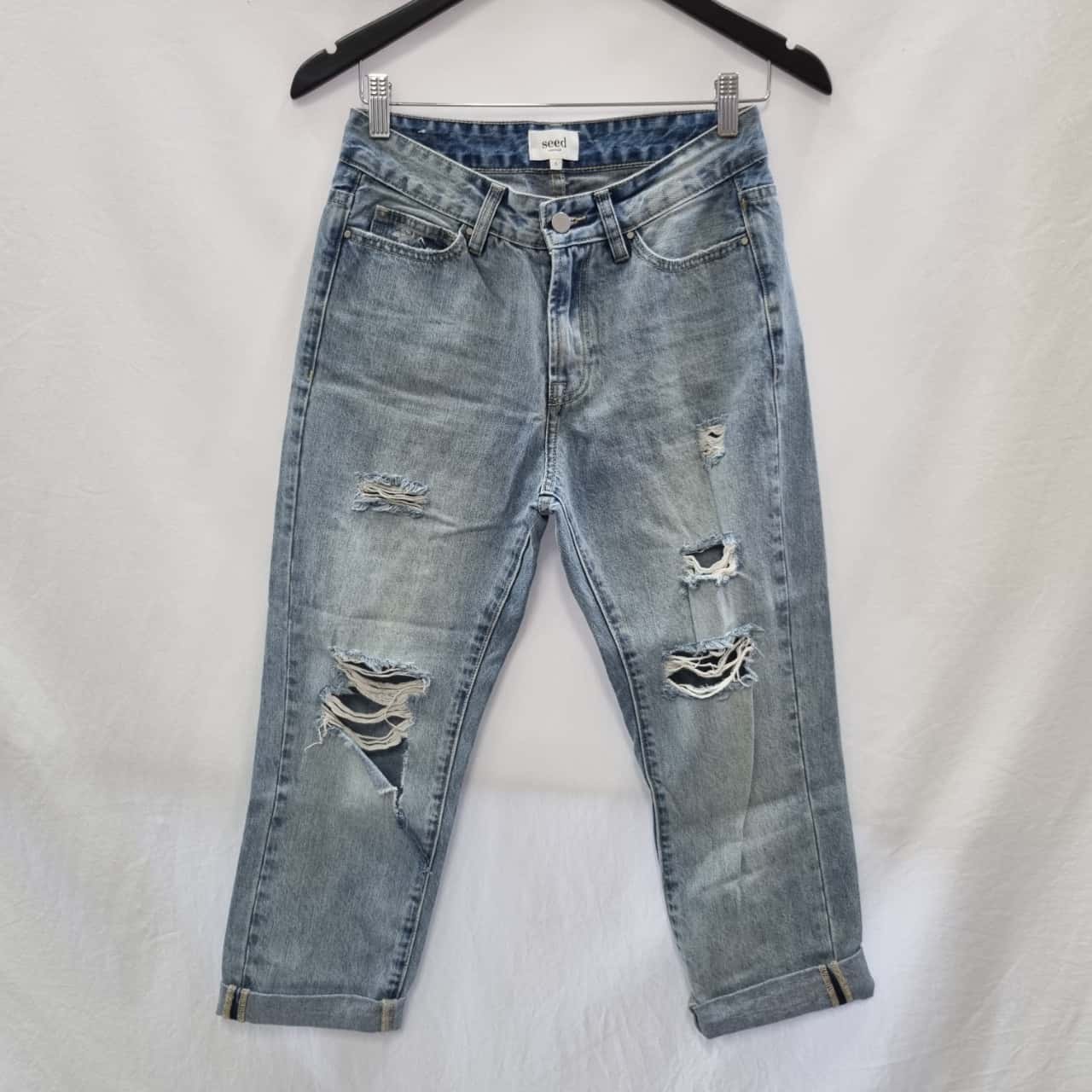 distressed women jeans