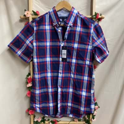 Mens Tommy Hilfiger Slim Fit Plaid Shirt Size S RRP $130