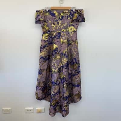 Romance by Honey and Beau Purple Gold Bria High Low Maxi Dress Size 14 