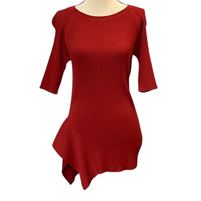 Veronika Maine Womens Size M 3/4 Sleeve Top Burnt Orange/Red