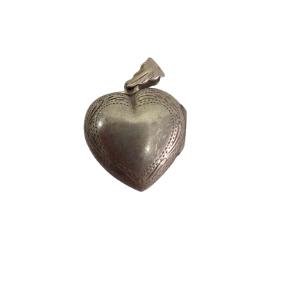 Sterling Silver Puff Heart Engraved Locket 