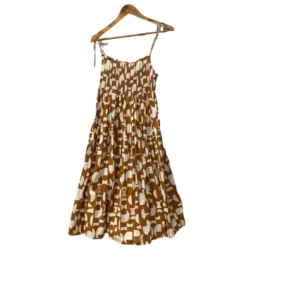 Mister Zimi Womens  Size 10 Maxi Dress / Shoestring Strap Dress Brown / Off White 