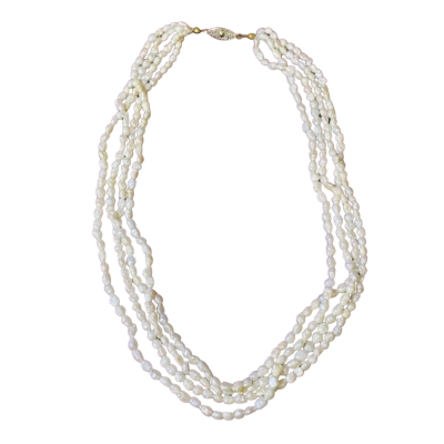 Vintage 4 Strand Faux Seed Pearl Necklace 