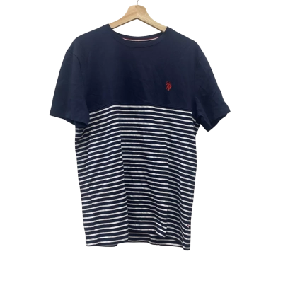 U.S. Polo Assn. Mens  Size L Short Sleeve T-shirt Navy Blue / White BNWT