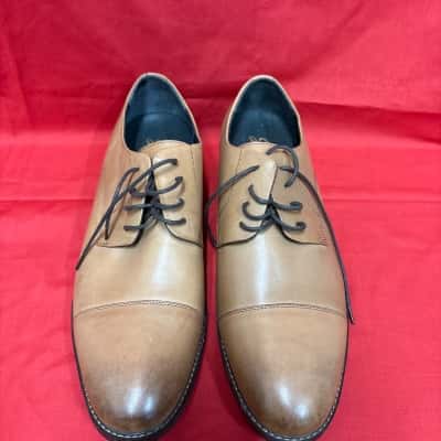 Johnny Bigg Men's Lace Up Dress Shoes featuring a Classic Toe Cap Design Brown Size 14 