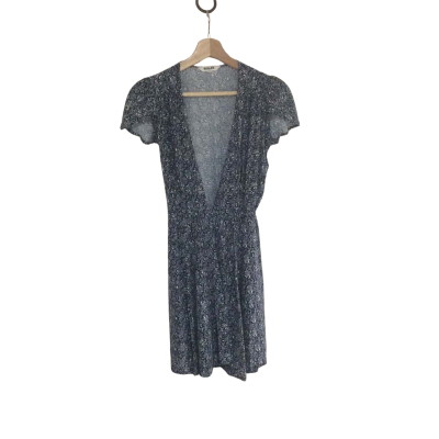 Rollas Women's Size XS Floral Dress Navy Blue / White 
