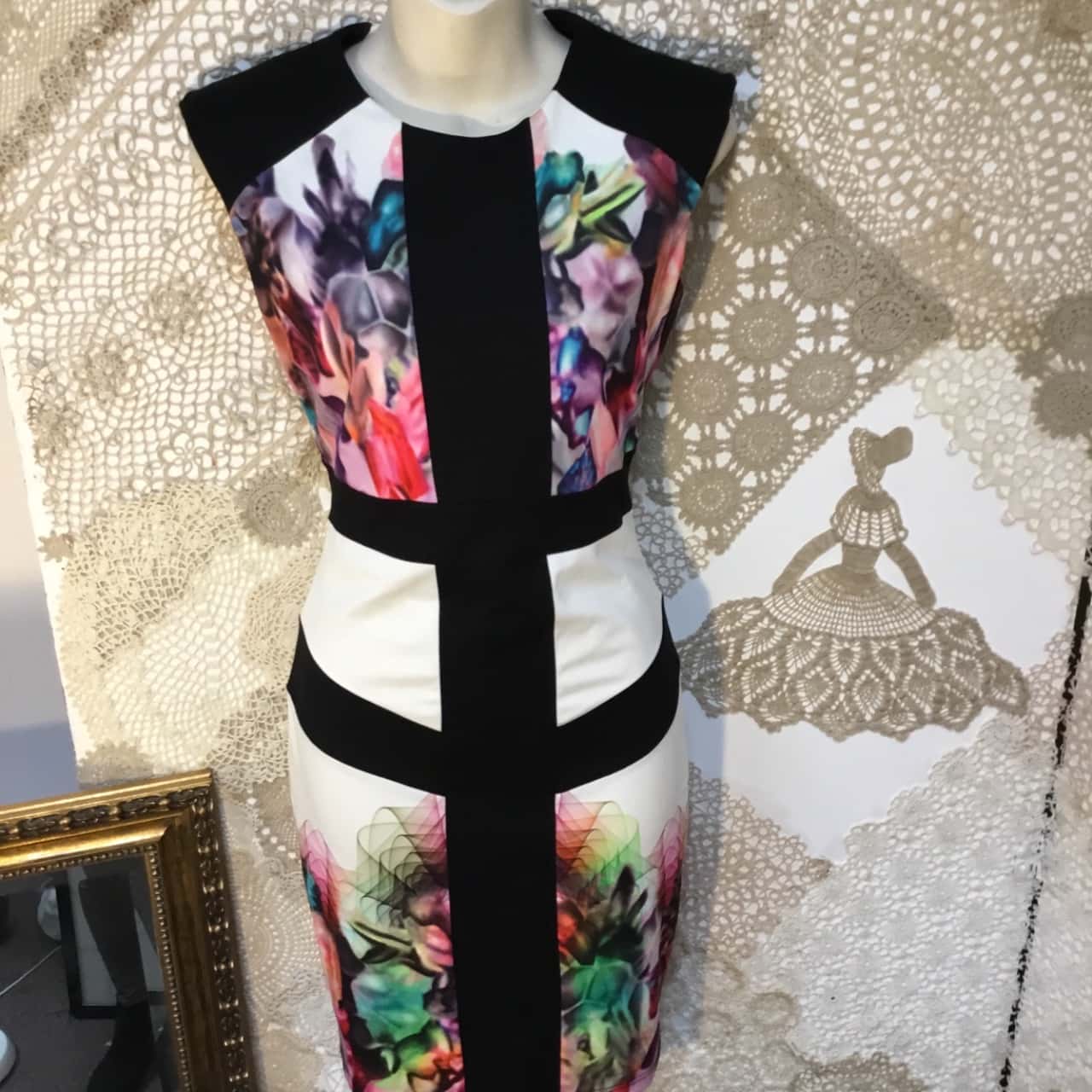 1210449 Multi Coloured Cutout Front Floral Dress