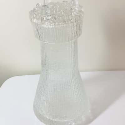 Vintage Finnish Textured Glass Carafe Pitcher & Matching Tumbler – Ultima Thule Style