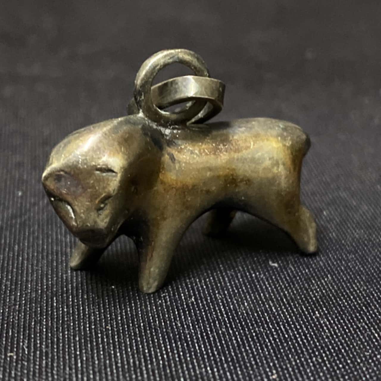 Vintage Stamped Silver Bull Pendant