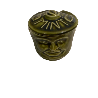 Unique Pottery England Green Mint Sauce Face Pot