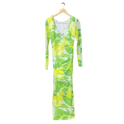 BNWT Here Comes The Sun Womens  Size 10 Bodycon Dress Green / Yellow 