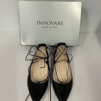 Innovare Womens Made In Italy - Size 37 Flats Black  RRP $329