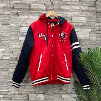 A1 Apparel Mens  Size XL Hood Jacket Navy Blue / Red 