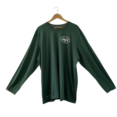 New York Jets Nike Men's Size 2XL NFL On Field Apparel Dri-Fit Long Sleeve Green Shirt