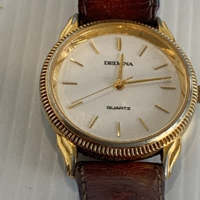 Vintage Delvina Gold Tone Quartz Watch