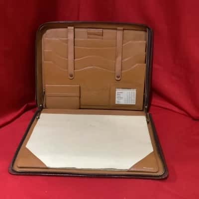 British Tan Leather Zippered Portfolio 