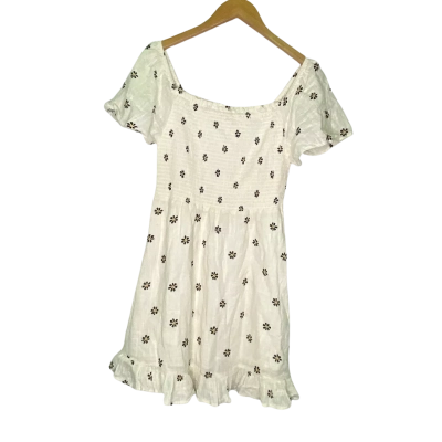 Ghanda Womens  Size M Mini Dress Black  / Floral / Off White / Yellow 